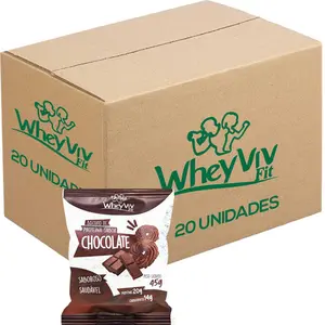 Kit 20 Biscoitos Fit Chocolate com Whey Protein WheyViv 45g