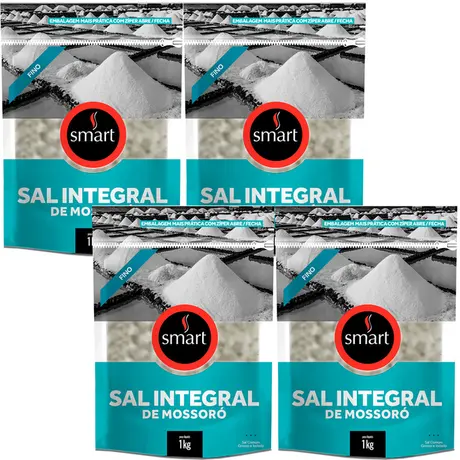 Kit 4 Sal Marinho Integral de Mossoró Fino Smart 1kg