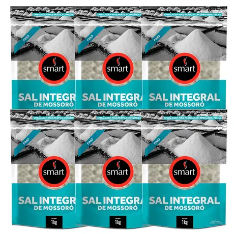 Kit 6 Sal Marinho Integral de Mossoró Fino Smart 1kg