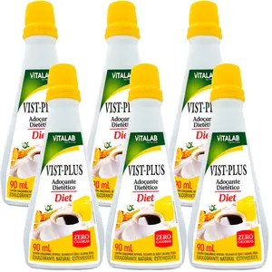 Kit 6 Vist Plus Adoçante Diet Vita Hervas Vitalab 90ml