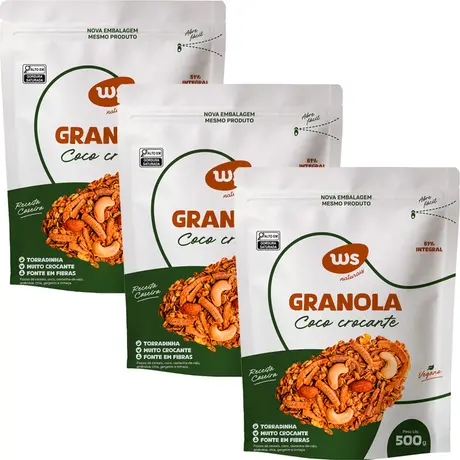 Kit 3 Granola de Coco Ws Naturais 500g
