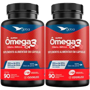 Kit 2 Supra Ômega 33 EPA 22 DHA Global Suplementos 90 Cápsulas
