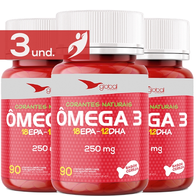Kit 3 Ômega 3 Peixinho Global Suplementos 90 Cápsulas Kit 3 Ômega 3