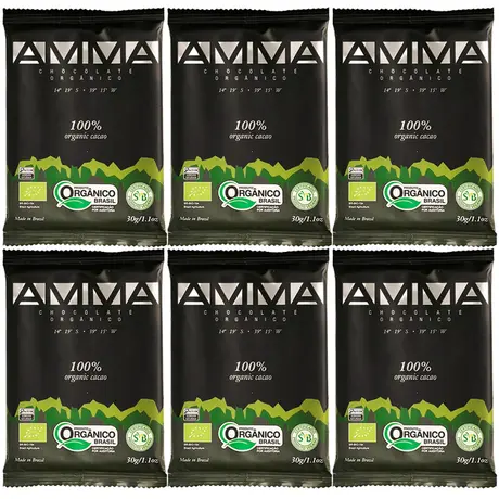 Kit 6 Chocolate Orgânico 100% Cacau Amma 30g
