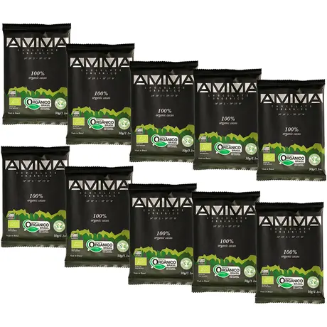 Kit 10 Chocolate Orgânico 100% Cacau Amma 30g