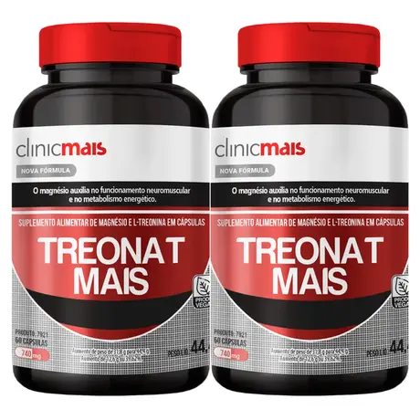 Kit 2 Magnésio L treonato Treonat Mais Clinicmais 60 Cápsulas