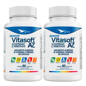 Kit 2 Vitasoft A-Z Vitaminas e Minerais Global Suplementos 60 Cápsulas