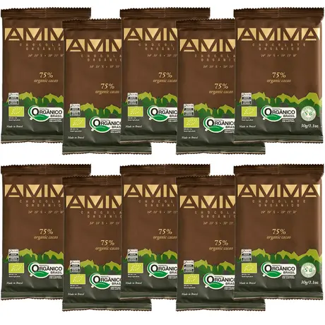 Kit 10 Chocolate Orgânico 75% Cacau Amma 30g