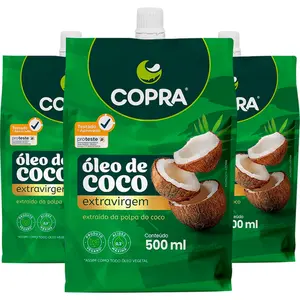 Kit 3 Óleo de Coco Extravirgem Copra Embalagem Econômica 500ml Pouch
