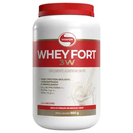 Whey Fort 3W Vitafor Sabor Neutro 900g