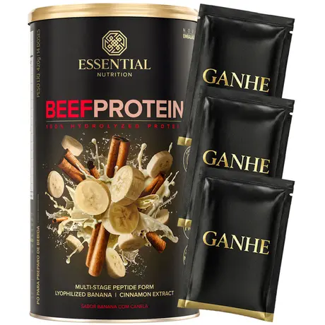 Beef Protein Banana com Canela Essential Nutrition 420g Ganhe Brinde