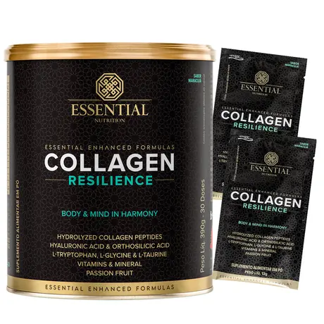 Collagen Resilience Essential Nutrition Sabor Maracujá 390g Ganhe Brinde