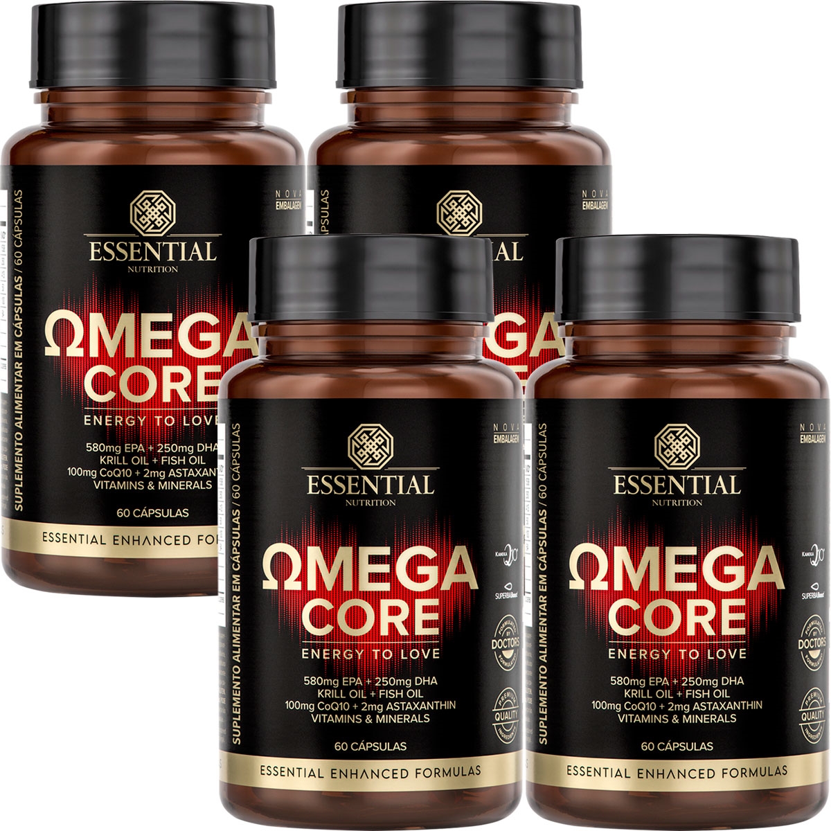 Kit 4 Ômega Core Essential Nutrition 60 Cápsulas Kit 4 Ômega Core