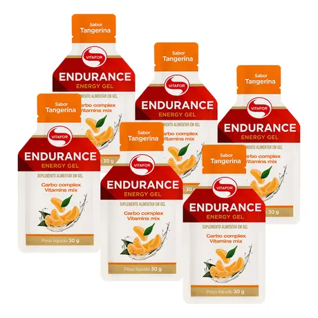 Kit 6 Endurance Energy Gel Vitafor Sachê 30g Tangerina