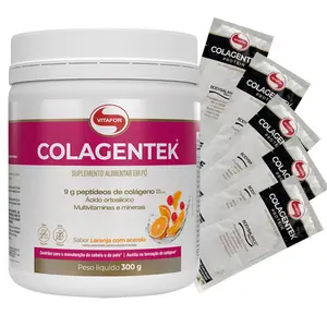 Colagentek Colágeno Vitafor Sabor Laranja com Acerola 300g Ganhe Brinde
