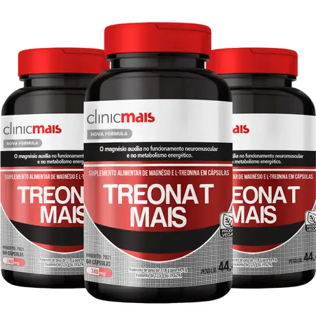 Kit 3 Magnésio L treonato Treonat Mais Clinicmais 60 Cápsulas