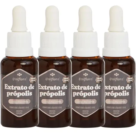 Kit 4 Extrato de Própolis Sem Cera Uniflora Wax Free 30ml