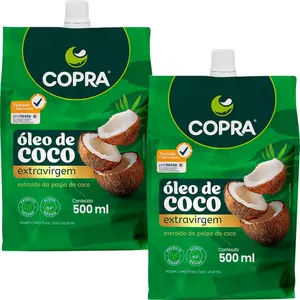 Kit 2 Óleo de Coco Extravirgem Copra Embalagem Econômica 500ml Pouch