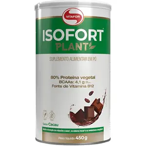 Isofort Plant Proteína Isolada de Ervilha e Arroz Vitafor Sabor Cacau 450g