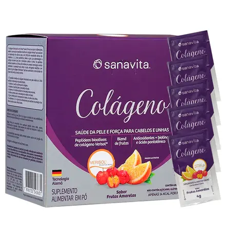 Colágeno Hidrolisado Verisol Sanavita Frutas Amarelas 30 Sachês Ganhe Brinde