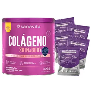 Colágeno Skin Sanavita Sabor Abacaxi com Hortelã 300g Ganhe Brinde