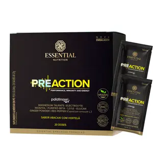 Pre-Action Energy Drink Abacaxi com Hortelã Essential Nutrition 20 Sachês Ganhe Brinde