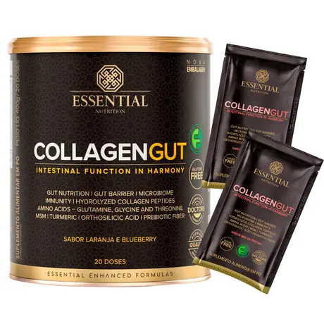 Collagen Gut Essential Nutrition 400g Laranja e Blueberry Ganhe Brinde