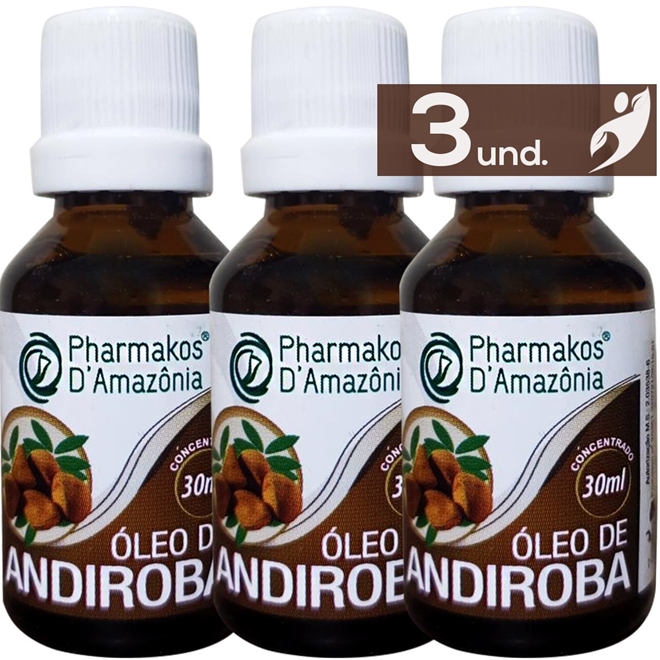 Óleo de Andiroba Pharmakos 30mL - Kit 3 Óleo de Andiroba Pharmakos 30mL ...