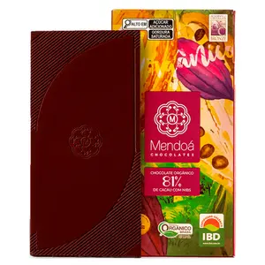 Barra de Chocolate Orgânico 81% de Cacau com Nibs Mendoá 80g
