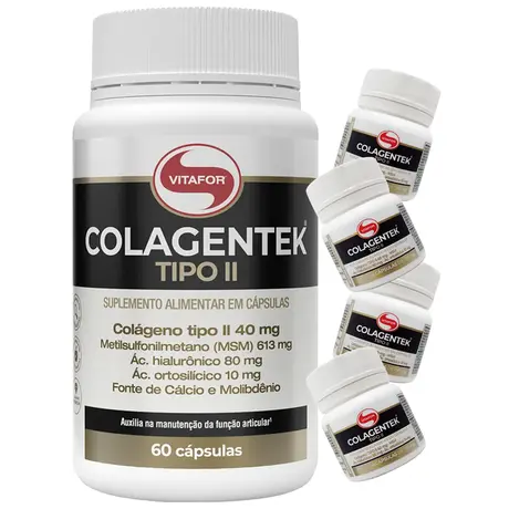 Colagentek Colágeno Tipo II Vitafor 60 Cápsulas Ganhe Brinde