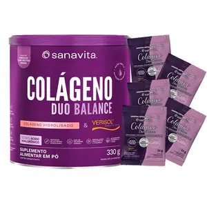 Colágeno Duo Balance Sanavita Hibiscus com Frutas Roxas 330g Ganhe Brinde
