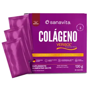 Colágeno Hidrolisado Verisol Sanavita 30 Sachês Red Berries Ganhe Brinde