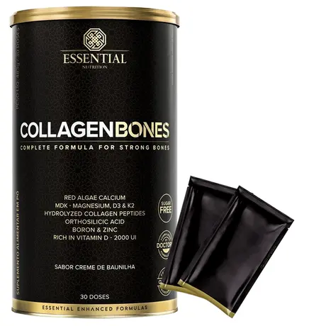 Collagen Bones Essential Nutrition Creme de Baunilha 483g Ganhe Brinde