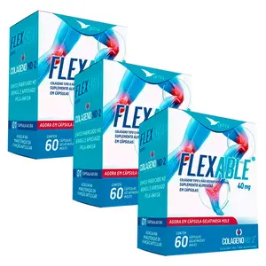 Kit 3 Colágeno Tipo 2 FlexAble Global Suplementos 60 Cápsulas Gelatinosas Moles