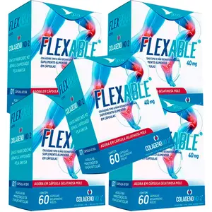 Kit 5 Colágeno Tipo 2 FlexAble Global Suplementos 60 Cápsulas Gelatinosas Moles