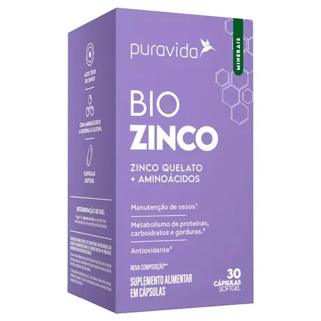 Bio Zinco Quelato Puravida 30 Cápsulas