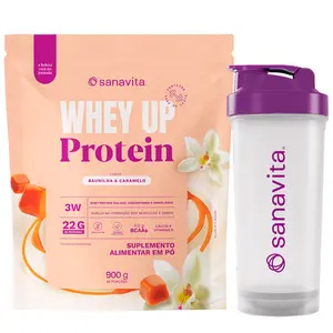 Whey Up Protein Sanavita Baunilha e Caramelo 900g Ganhe Brinde