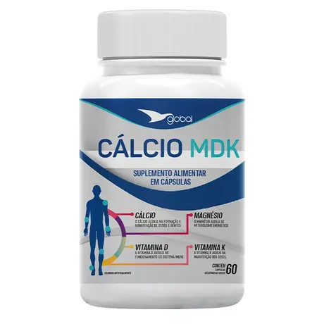 Cálcio MDK Global Suplementos 60 Cápsulas