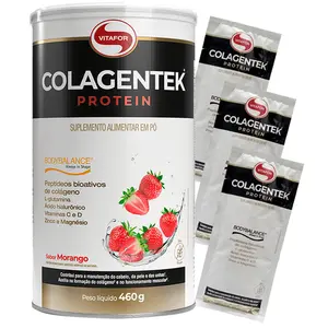 Colagentek Protein Bodybalance Vitafor Morango 460g Ganhe Brinde