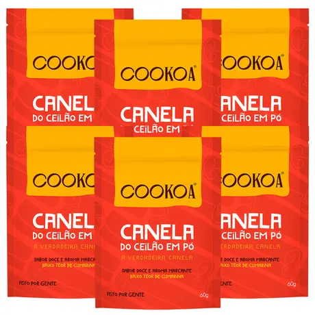 Kit 6 Canela do Ceilão em Pó Cookoa Cinnamomum Zeylanicum 60g