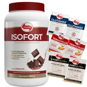 Isofort Vitafor Whey Protein Isolado Sabor Chocolate 900g Ganhe Brinde