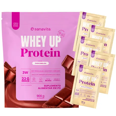 Whey Up Protein Sanavita Chocobelga 900g Ganhe Sachê