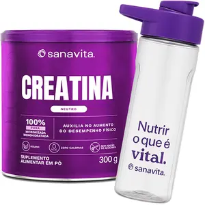 Creatina Sanavita 300g Ganhe Garrafa BPA Free 500ml