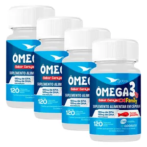 Kit 4 Ômega 3 Peixinho 18 EPA 12 DHA Family Global Suplementos 120 Cápsulas