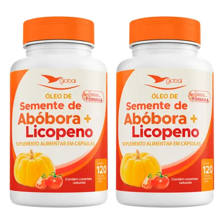 Kit 2 Óleo de Semente de Abóbora com Licopeno Global Suplementos 120 Cápsulas