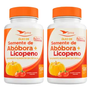 Kit 2 Óleo de Semente de Abóbora com Licopeno Global Suplementos 120 Cápsulas