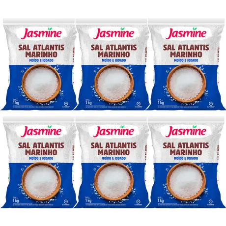 Kit 6 Sal Jasmine Atlantis Salinas de Mossoró 1Kg