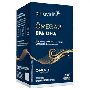 Ômega 3 EPA DHA com Vitamina E Puravida 120 Cápsulas