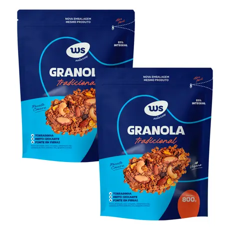Kit 2 Granola Tradicional WS Naturais 800g
