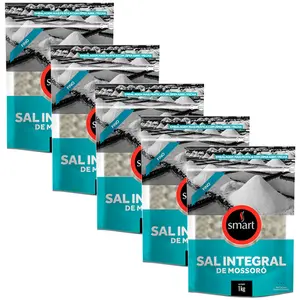 Kit 5 Sal Marinho Integral de Mossoró Fino Smart 1kg